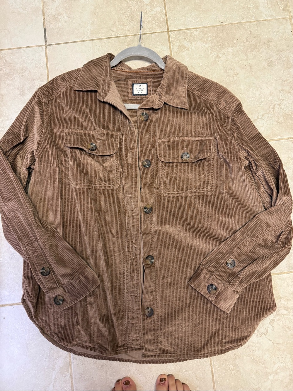 Denver Hayes Brown Corduroy Button-Front Shirt Jacket